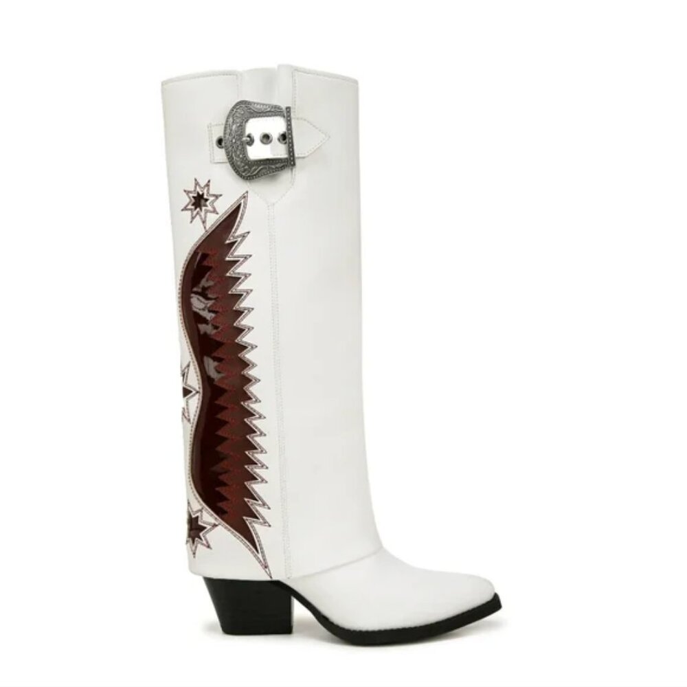 Zodiac Rowena-Wings Faux Leather Western Boots $169 - US Size 6 - White - 1326